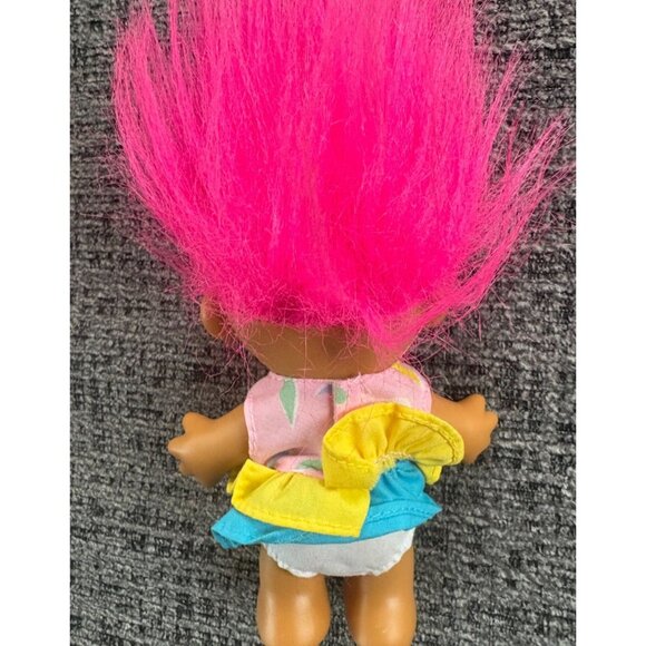 Vintage Troll Doll Set Of 5 With Blue Hair Pink Outfit & Assorted Styles - Picture 15 of 16
